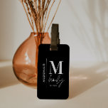 Monogram modern black personalised family elegant luggage tag<br><div class="desc">Monogram modern family black and white monochrome stylish elegant matching family gift luggage tag. Ideal for family reunions,  vacations,  birthday and Christmas parties.</div>