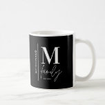 Monogram modern black personalised photo family coffee mug<br><div class="desc">Monogram modern family navy black and white monochrome stylish elegant photo matching family gift. Ideal for family reunions,  vacations,  birthday and Christmas parties.</div>