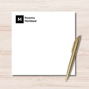 Monogram Modern Black Personalized Script Card