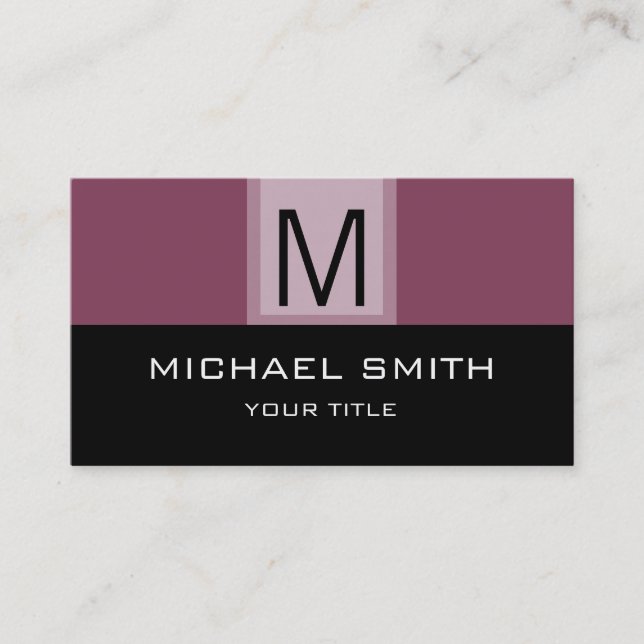 Monogram Modern Black & Purple Background Business Card (Front)