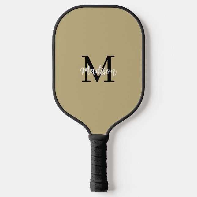 Monogram Modern Black Tan Sand Pickleball Paddle (Front)