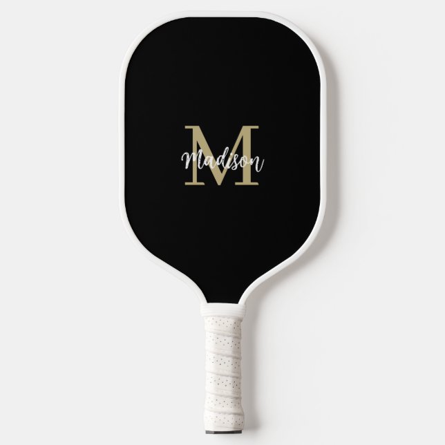 Monogram Modern Black Tan Sand Pickleball Paddle (Front)