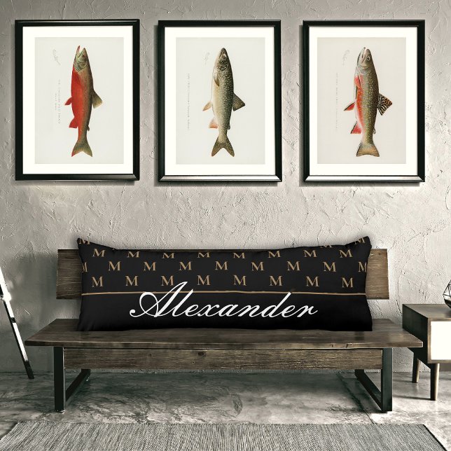 Monogram Modern Black White Gold Elegant Bath Mat Body Cushion (Creator Uploaded)