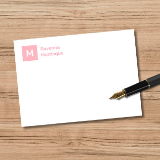 Monogram Modern Blush Pink Personalized Script Card