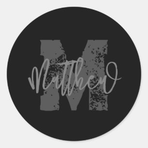 Monogram Modern Boy Back-To-School Homework Classic Round Sticker