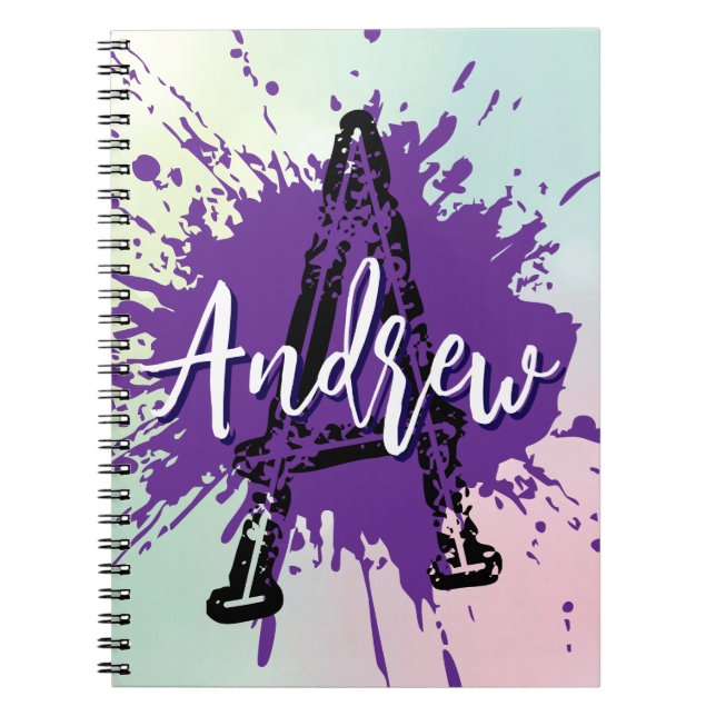 Monogram Modern Boy Preppy Back-To-School Notebook (Front)