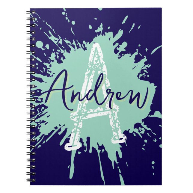 Monogram Modern Boy Preppy Back-To-School Notebook (Front)