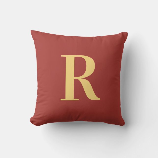 Monogram Modern Brown Gold Cushion (Front)