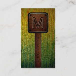 Monogram Modern Brown Leather Look #6 Business Card