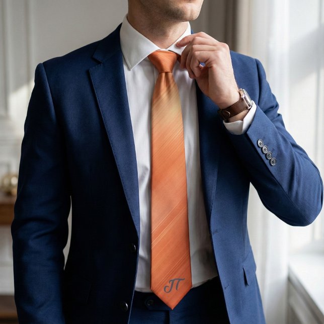 Monogram Modern Brushed Copper Metallic Pattern  Tie (Creator Uploaded)