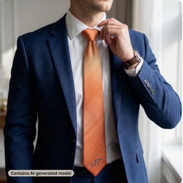 Monogram Modern Brushed Copper Metallic Pattern  Tie (Creator Uploaded)