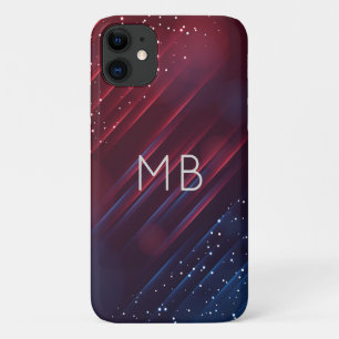 Monogram Modern Burgundy Navy Blue Personalised iPhone 11 Case