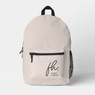 Monogram Modern Chic Blush Pink Monogrammed Printed Backpack