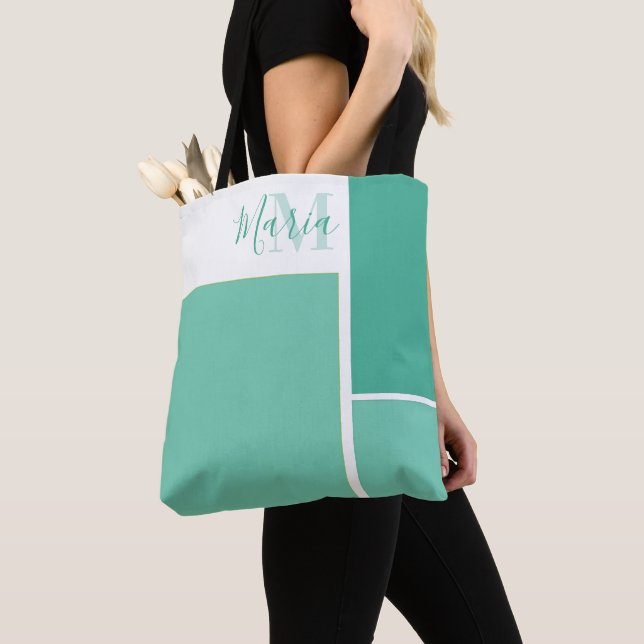 Monogram Modern Chic Cute Stylish Custom Tote Bag (Close Up)