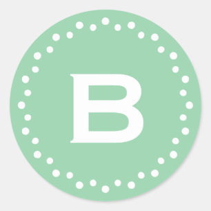 Monogram Modern Circle Dots Sticker Label / Mint