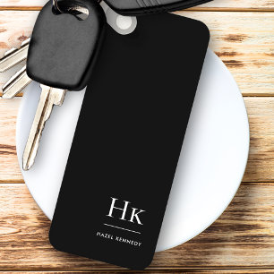 Monogram Modern Classic Minimalist Black White Key Ring