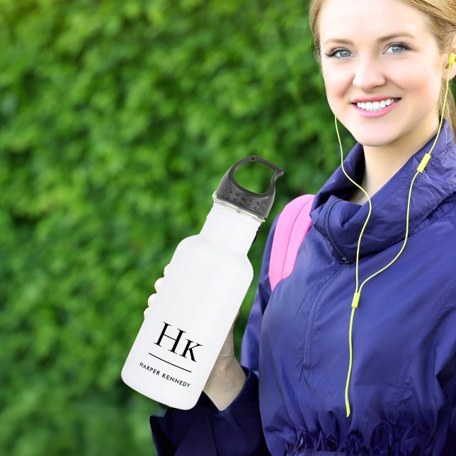 Monogram Modern Classic Simple Minimalist Initials 532 Ml Water Bottle (Creator Uploaded)