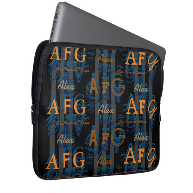 Monogram Modern Collage of Initials & Names Laptop Sleeve (Front Right)