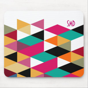 Monogram Modern Colourful Geometric Pattern Mouse Mat