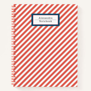 Monogram Modern colourful striped pattern Notebook