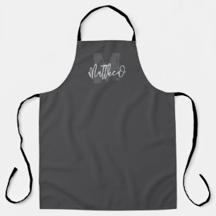 Monogram Modern Cool Grunge Add Your Name Apron