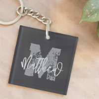 Monogram Modern Cool Grunge Add Your Name