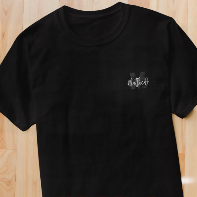 Monogram Modern Cool Grunge Add Your Name T-Shirt (Creator Uploaded)