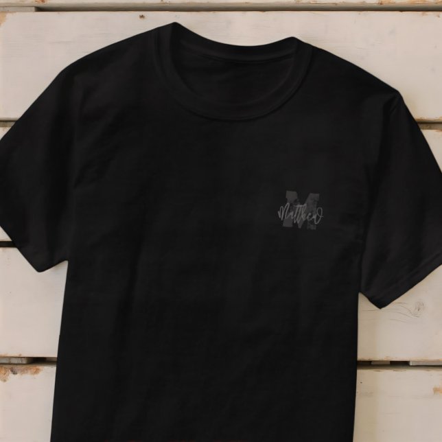 Monogram Modern Cool Grunge Add Your Name T-Shirt (Creator Uploaded)