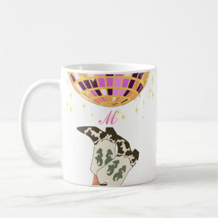 Monogram Modern Cowgirl Legs Cowboy Disco Ball  Coffee Mug