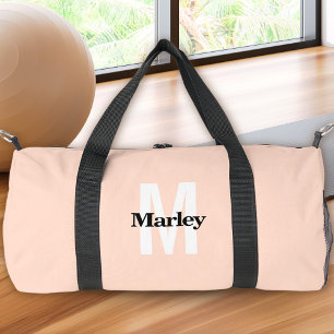 Monogram Modern Cute Bold Blush Pink Chic Duffle Bag