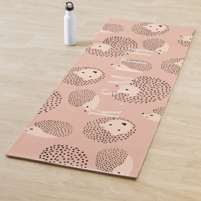 Monogram Modern Cute Hedgehog Pattern Yoga Mat (In Situ)