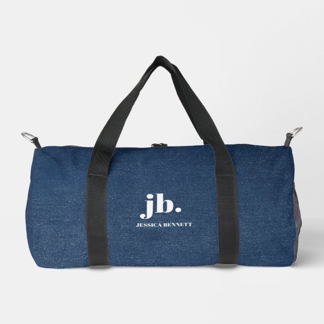 Monogram Modern Denim Jeans Texture Print Duffle Bag (Front)