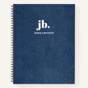 Monogram Modern Denim Jeans Texture Print Notebook