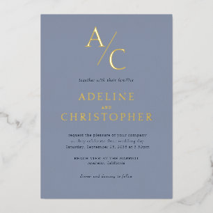 Monogram Modern Dusty Blue Gold