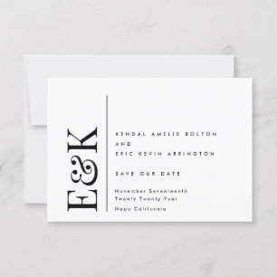 Monogram Modern Editable QR Code Photo Black White Save The Date