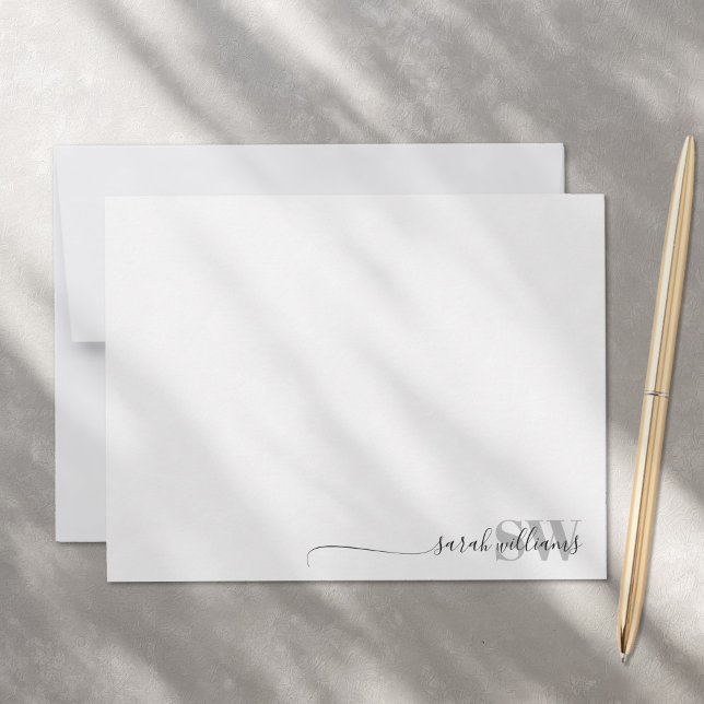 Monogram Modern Elegant Chic Script Name Card (Creator Uploaded)