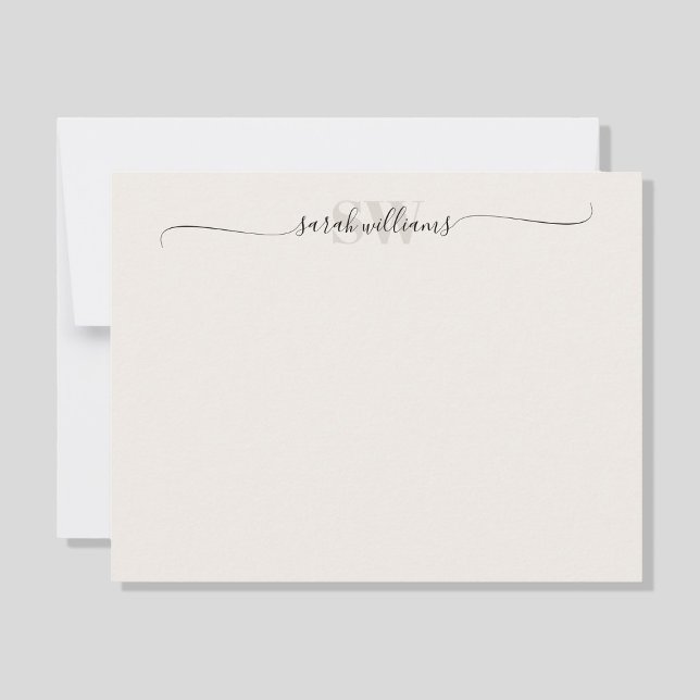 Monogram Modern Elegant Chic Script Name Card (Creator Uploaded)