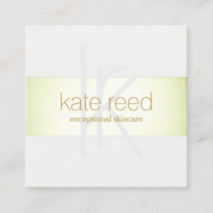  Monogram Modern Elegant Faux Lime Green Foil  Square Business Card
