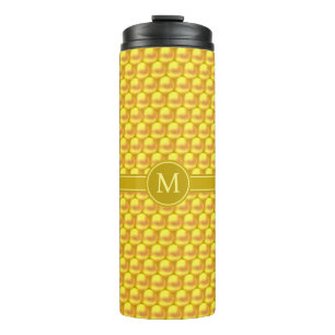 Monogram & Modern Elegant Gold Dots & Text Thermal Tumbler