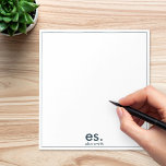Monogram Modern Elegant Minimal Blue and White Notepad<br><div class="desc">Monogram Modern Elegant Minimal Blue and White Notepad</div>