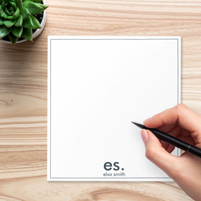 Monogram Modern Elegant Minimal Blue and White Notepad (Creator Uploaded)