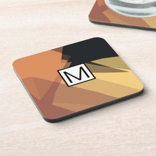 Monogram Modern Elegant Retro Colours Geometric #2 Coaster (Left Side)