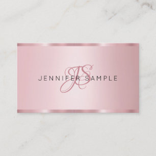 Monogram Modern Elegant Rose Gold Premium Silk Business Card
