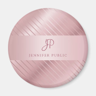 Monogram Modern Elegant Rose Gold Template Magnet