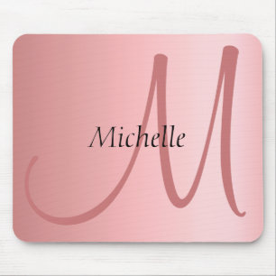 Monogram Modern Elegant Rose Gold Template Mouse Mat