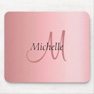 Monogram Modern Elegant Rose Gold Template Mouse Mat