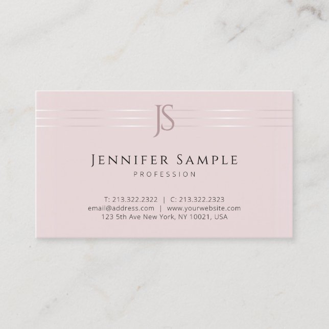Monogram Modern Elegant Simple Plain Professional Business Card (Front)