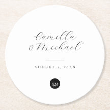 Monogram Modern Elegant Wedding Coasters