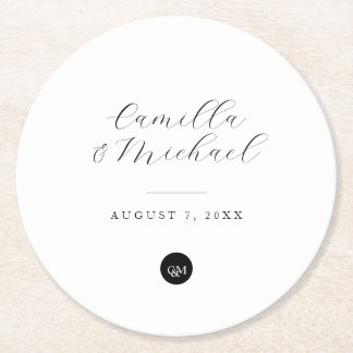 Monogram Modern Elegant Wedding Coasters