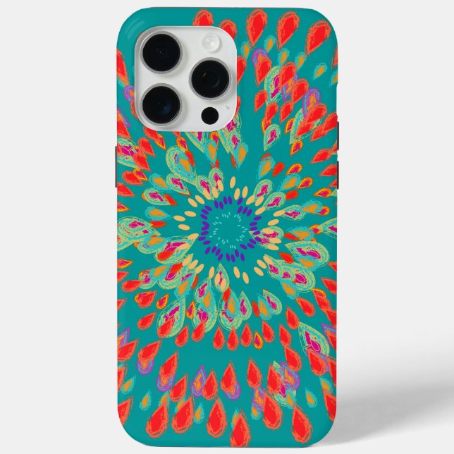 Monogram Modern Flower Teal iPhone Case (Back)